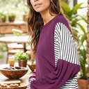 Small PLUM TUNIC TOP WITH STRIPE CONTRAST