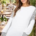 Small WHITE TUNIC TOP WITH STRIPE CONTRAST