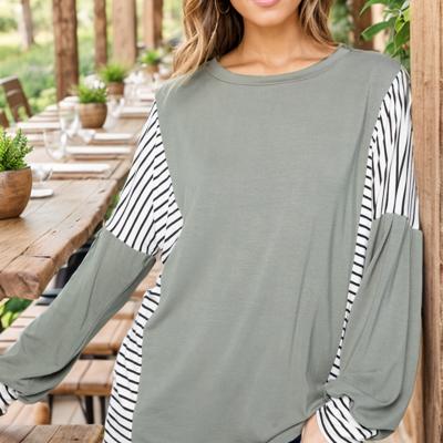 TUNIC TOP WITH STRIPE CONTRAST