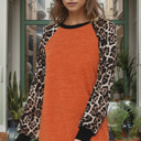Large RUST BASEBALL TUNIC WITH LEOPARD PRINT SLEEVES