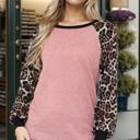 Small ROSE BASEBALL TUNIC WITH LEOPARD PRINT SLEEVES