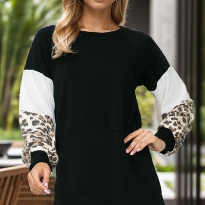 SOLID TUNIC TOP WITH ANIMAL COLOR BLOCK SLEEVES