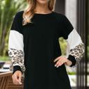  SOLID TUNIC TOP WITH ANIMAL COLOR BLOCK SLEEVES