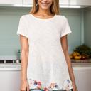 Small WHITE SOLID TUNIC TOP WITH FLORAL BACK CONTRAST