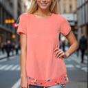  SOLID TUNIC TOP WITH FLORAL BACK CONTRAST