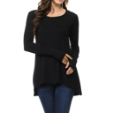 Small BLACK Solid Hi-Low Tunic with Thumb Hole