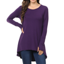 Small PLUM Solid Hi-Low Tunic with Thumb Hole