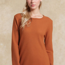 Small RUST KNIT LONG SLEEVE TUNIC TOP