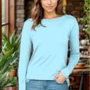 Small LIGHT BLUE BASIC ROUNDED BOTTOM SOLID LONG SLEEVE TOP