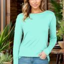 Small MINT BASIC ROUNDED BOTTOM SOLID LONG SLEEVE TOP