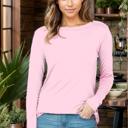 Small PINK BASIC ROUNDED BOTTOM SOLID LONG SLEEVE TOP