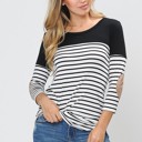  3/4 SLEEVE COLOR BLOCK TOP WITH ELBOW PATCH