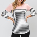 Small PINK 3/4 SLEEVE COLOR BLOCK TOP WITH ELBOW PATCH