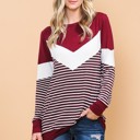  SOLID AND STRIPE COLOR BLOCK TUNIC TOP