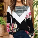  COLOR BLOCK TUNIC TOP WITH FLORAL AND CAMO DETAIL