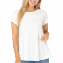 Small CREAM SHORT SLEEVE TOP WITH BACK RUFFLE
