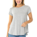 Small GREY SHORT SLEEVE TOP WITH BACK RUFFLE