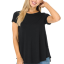 Small BLACK SHORT SLEEVE TOP WITH BACK RUFFLE