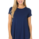 Small NAVY SHORT SLEEVE TOP WITH BACK RUFFLE
