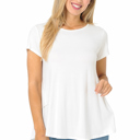 Small WHITE SHORT SLEEVE TOP WITH BACK RUFFLE