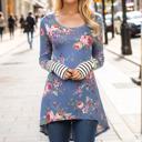  Hi-Low Floral Tunic with Thumb Hole