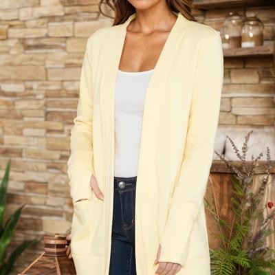 BRUSH OPEN MIDI CARDIGAN WITH THUMB HOLE