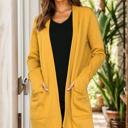 Small MUSTARD BRUSH OPEN MIDI CARDIGAN WITH THUMB HOLE