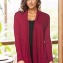 Small BURGUNDY Long Sleeve Cardigan for Women Open Front Dressy (Multi Colors Office Cardigan)