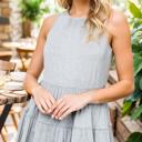 Small HEATHER GREY SOLID SLEEVELESS RUFFLE TUNIC DRESS