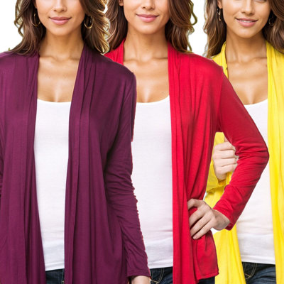 3 Pack Long Sleeve Cardigan for Women Open Front Dressy (Multi Colors Office Cardigan)