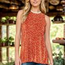 Small RUST RIBBED POLKADOT TANK TOP WITH CROSS BACK