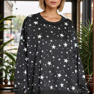 LIGHTWEIGHT DITSY STAR PRINT SWEATSHIRT