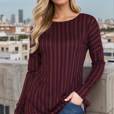 Vertical Striped Long Sleeve Tunic 