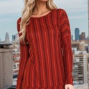 Small RUST Vertical Striped Long Sleeve Tunic 