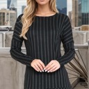 Small BLACK Vertical Striped Long Sleeve Tunic 