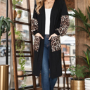  MIDI OPEN CARDIGAN WITH LEOPARD CONTRAST DETAIL