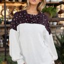 Small IVORY SOLID TUNIC TOP WITH ANIMAL CONTRAST PUFF SLEEVES