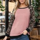 Large ROSE BASEBALL TUNIC WITH LEOPARD PRINT SLEEVES