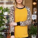 Medium YELLOW BASEBALL TUNIC WITH LEOPARD PRINT SLEEVES