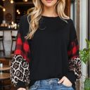  Leopard and plaid sleeve tunic