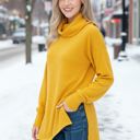 Small MUSTARD TURTLE NECK TUNIC WITH SIDE SLIT