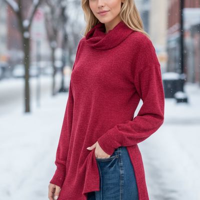 TURTLE NECK TUNIC WITH SIDE SLIT