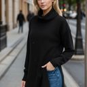 Small BLACK TURTLE NECK TUNIC WITH SIDE SLIT