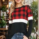 Small BLACK COLOR BLOCK LONG SLEEVE TOP