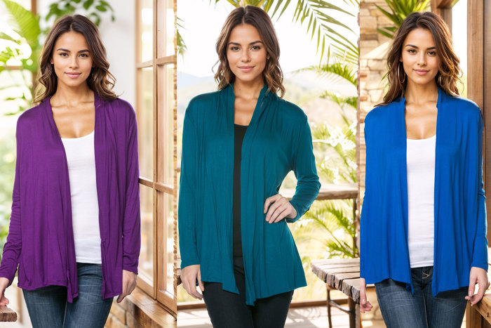 3 Pack Long Sleeve Cardigan for Women Open Front Dressy (Multi Colors Office Cardigan)