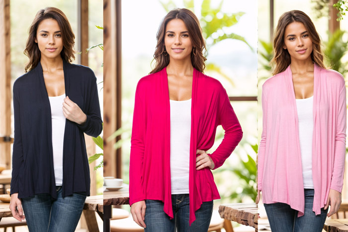 3 Pack Long Sleeve Cardigan for Women Open Front Dressy (Multi Colors Office Cardigan)