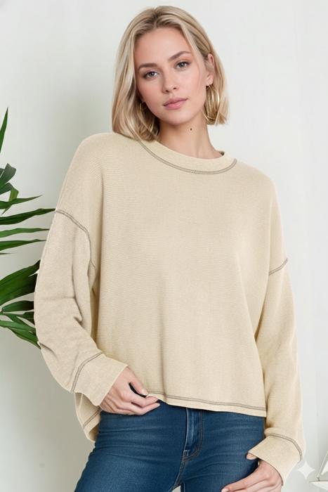 Oversized Crew Neck Sweater Top