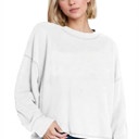 Small WHITE Oversized Crew Neck Sweater Top