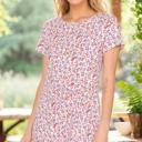 Small PINK DITSY FLORAL SHORT SLEEVE DRESS WITH FRONT TIE