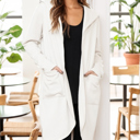 Small IVORY BRUSH HOODED OPEN CARDIGAN WITH SIDE POCKETS